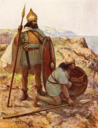 Italische Bronzezeit-Krieger auf der Wache